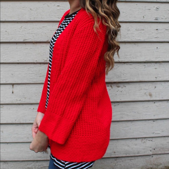 Vintage Sweaters - ❤️sold ❤️Vintage 1950s-1960s Red Knit Cardigan //